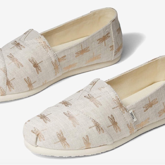 NWT Gold Dragonfly Canvas Toms - Picture 5 of 6